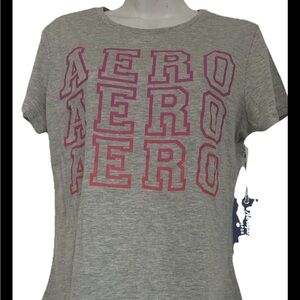 Aeropostal Women's Gray T-Shirt with Pink Accents size Medium
